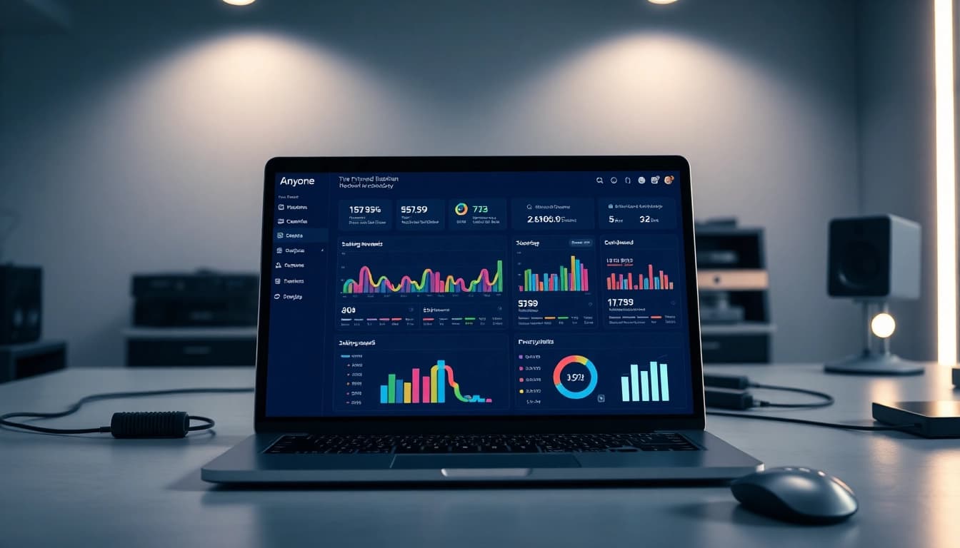 Anyone Dashboard interface showing staking rewards and privacy metrics in a modern workspace.