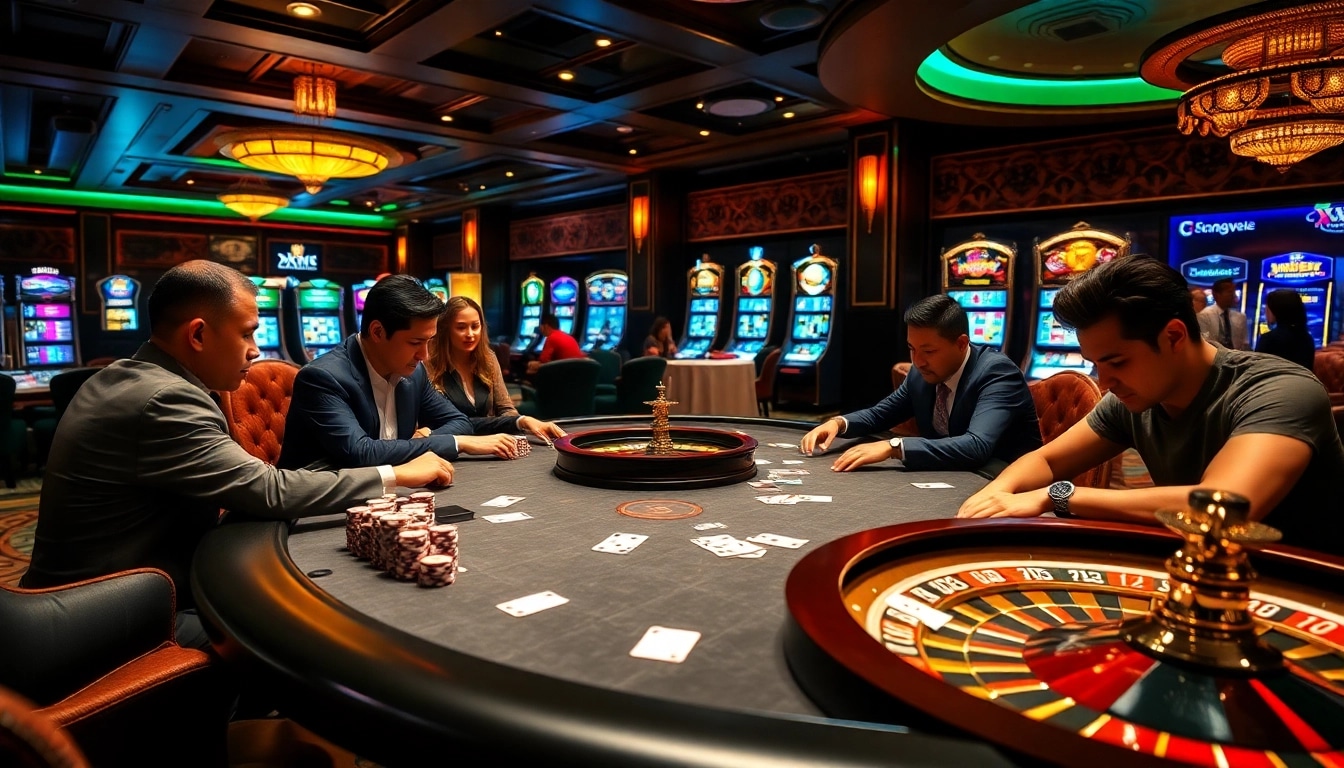 Players enjoy poker at XX88 casino, showcasing excitement and high stakes.