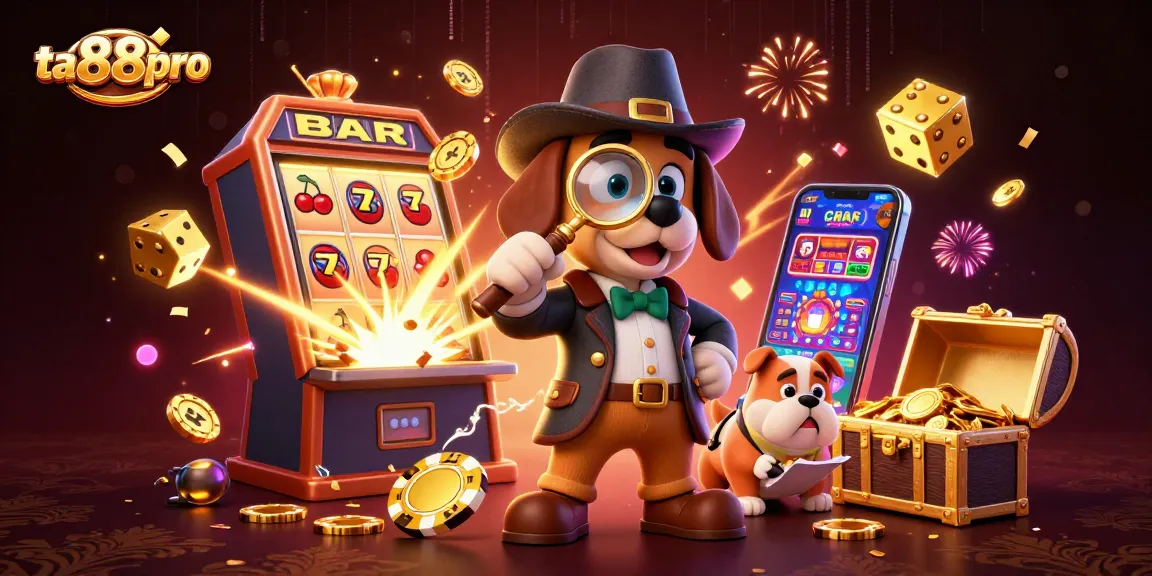 Join the excitement at ta88pro discovering treasure with cartoon detectives in a vibrant casino scene.