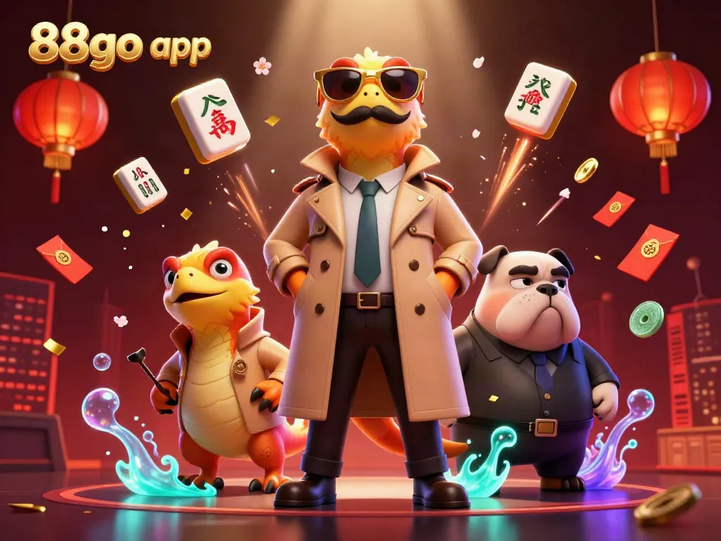 Engage with the 88go app at this animated VIP casino scene featuring raptors in disguise.