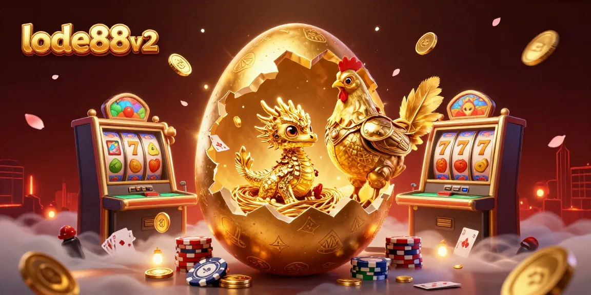 Win big with lode88v2 as a golden dragon emerges from a poker chip nest!