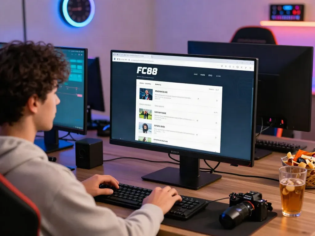 Engaging FC88 online betting experience with user browsing sports options on laptop