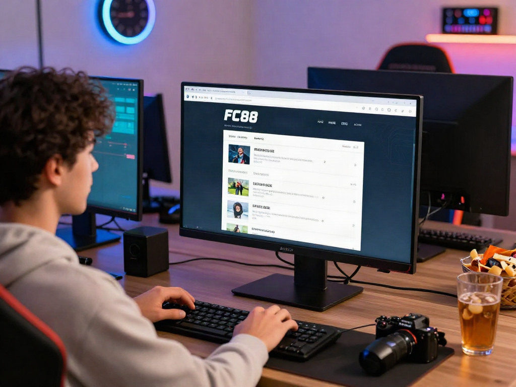 Engaging FC88 online betting experience with user browsing sports options on laptop