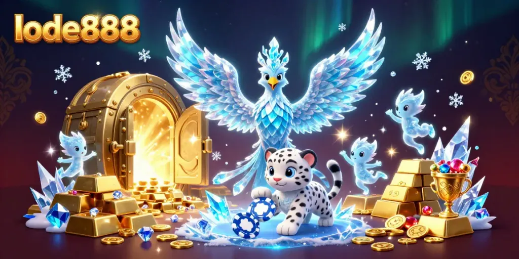 Play slots and win big with lode888 in a stunning 3D illustration showcasing vibrant gaming elements.