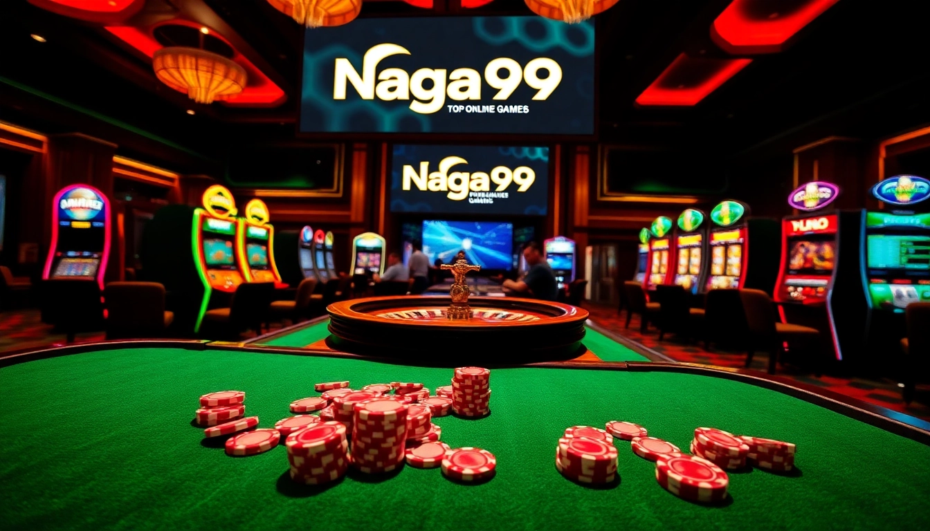 Naga99 players enjoying a thrilling moment at a roulette table in a vibrant casino.