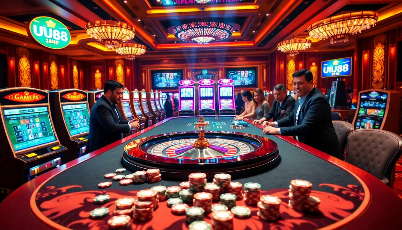 Experience high-stakes excitement at UU88 casino with vibrant games and luxurious atmosphere.