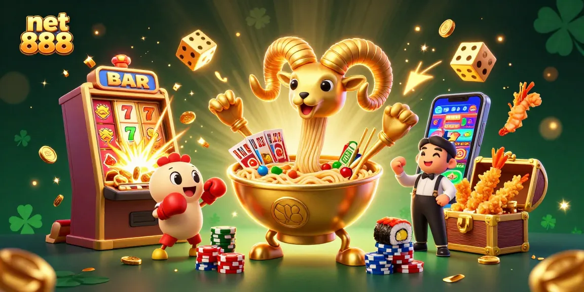 Experience thrilling moments at net 888 with colorful casino game characters amidst riches.