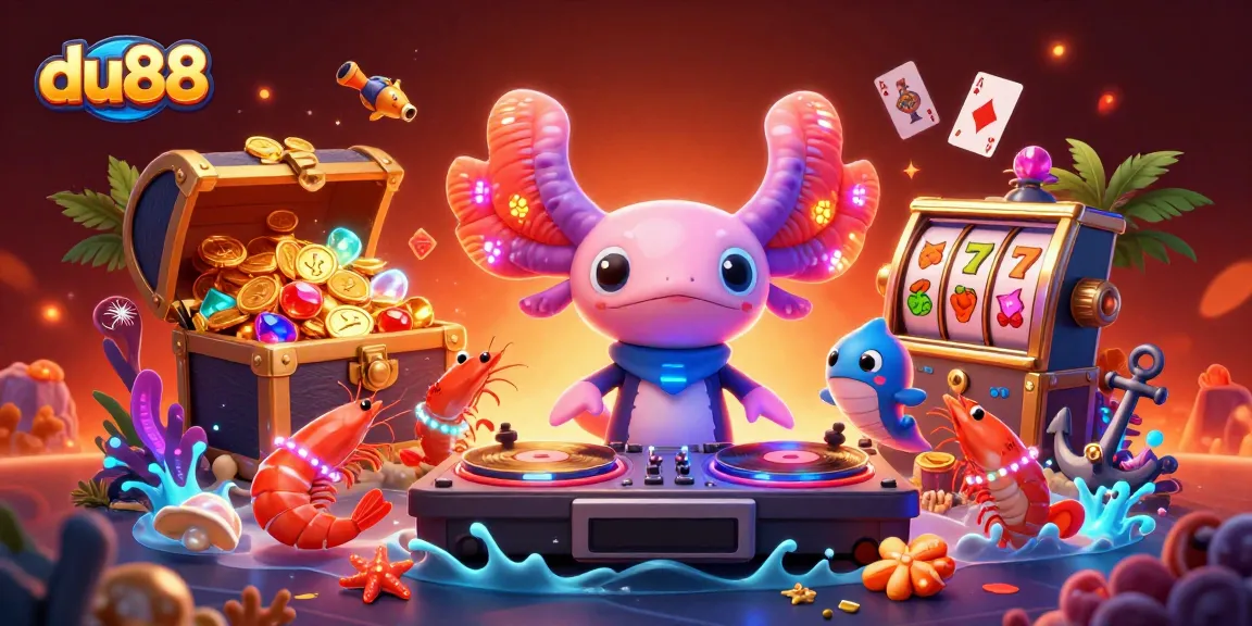 Engage with du88's vibrant casino scene featuring a lively DJ and underwater treasures.