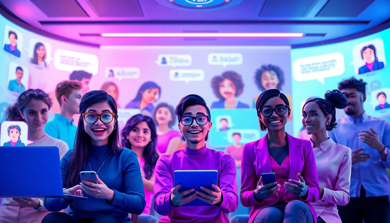 Experience lively conversations with CrushOn IA's animated chat characters in a vibrant digital environment.
