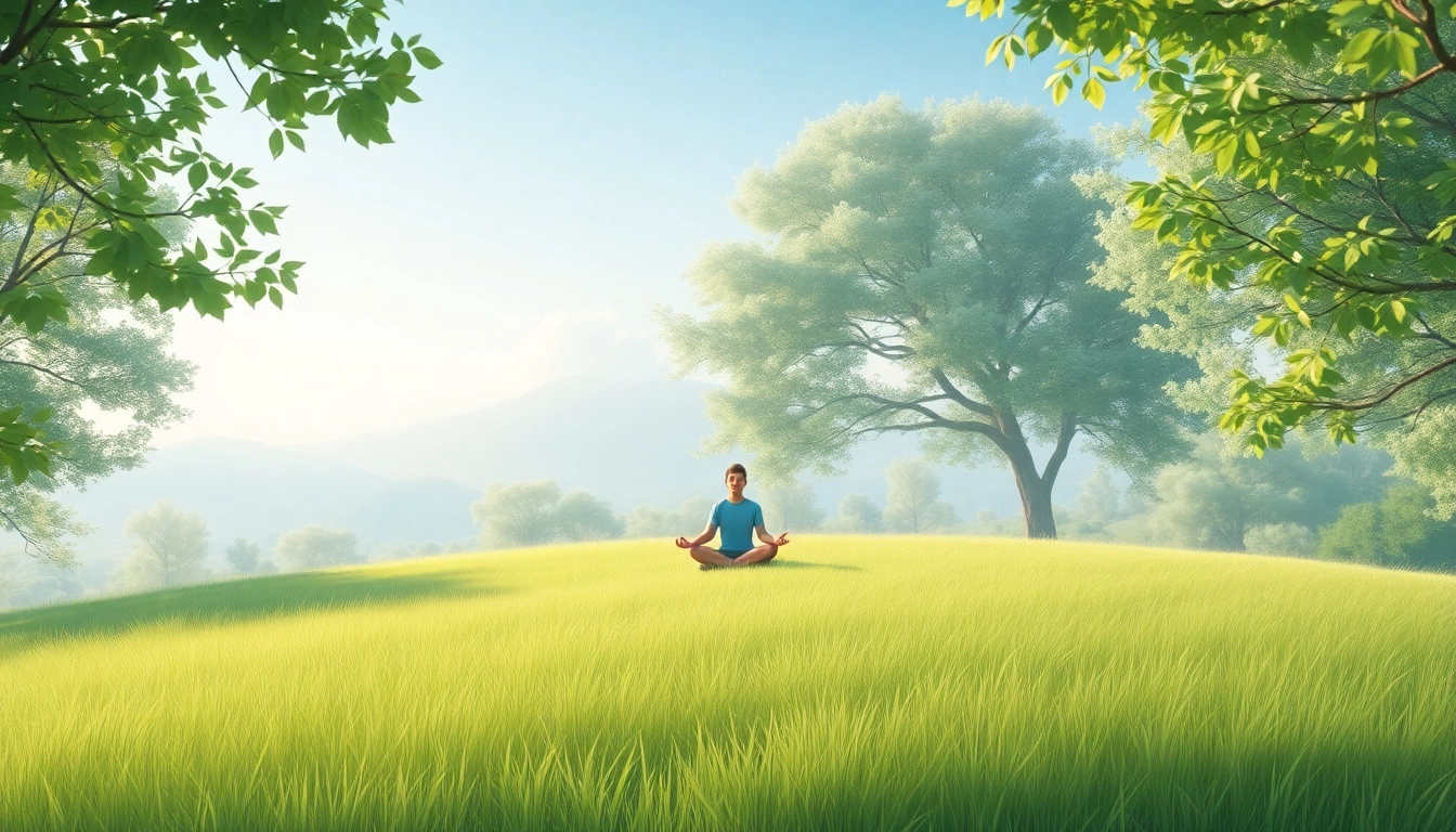 Depicting techniques for managing stress and anxiety through meditation in a peaceful environment.
