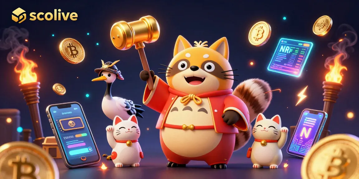 Socolive showcases an exciting 3D cartoon scene with animated characters engaging in lively gambling activities, featuring dynamic cryptocurrency elements.