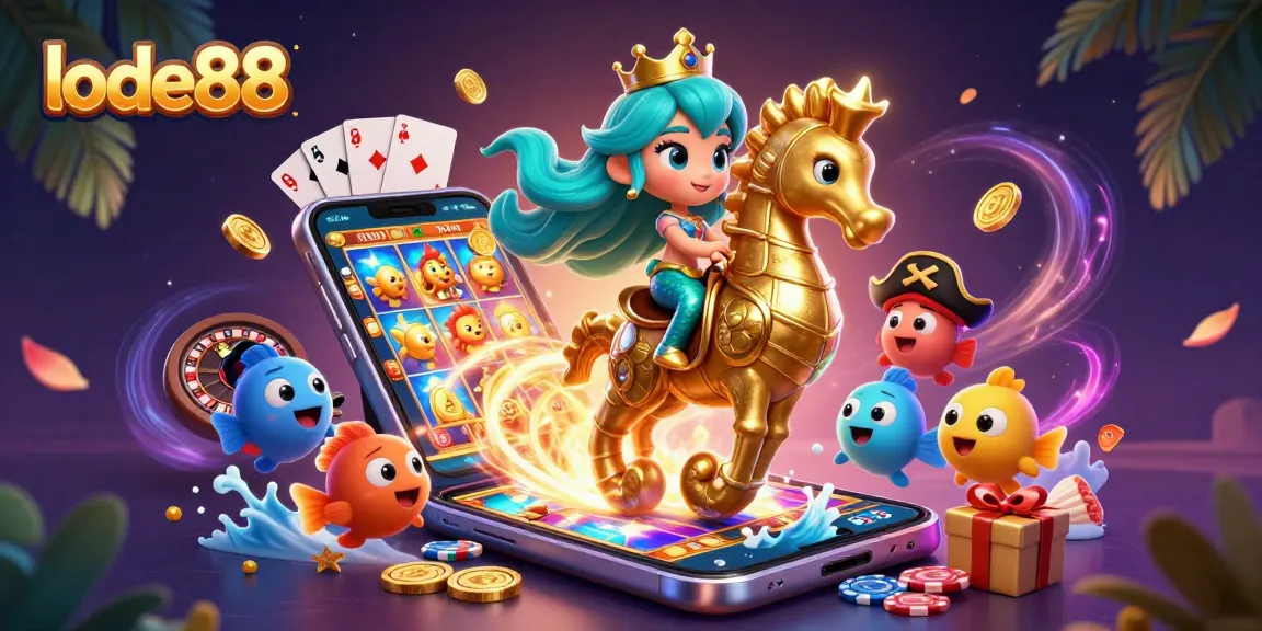 Engage with thrilling lode88 gameplay featuring a mermaid and her seahorse in an underwater casino.