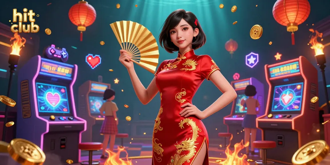 Engage in thrilling action at hit club with vibrant 3D casino-themed elements surrounding a confident character.