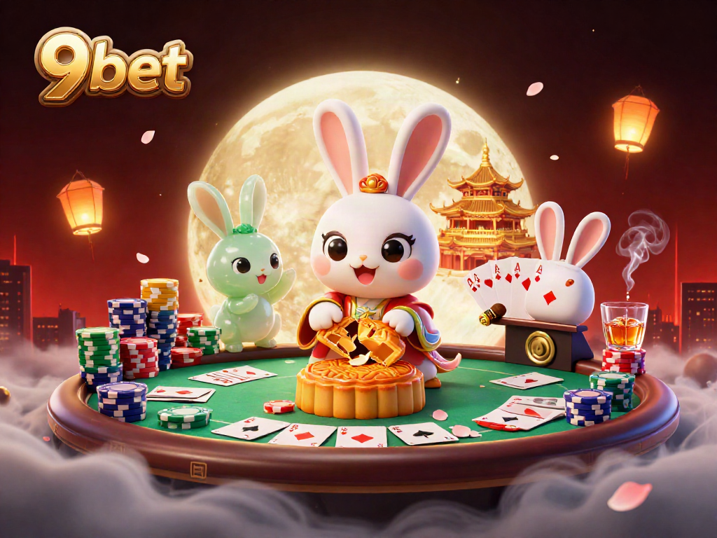 Experience thrilling wins at 9bet with poker chips and moon rabbit themes.