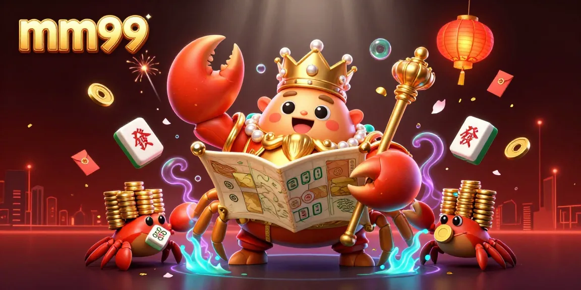Engage with MM99's thrilling crab emperor illustration featuring vibrant gambling elements.