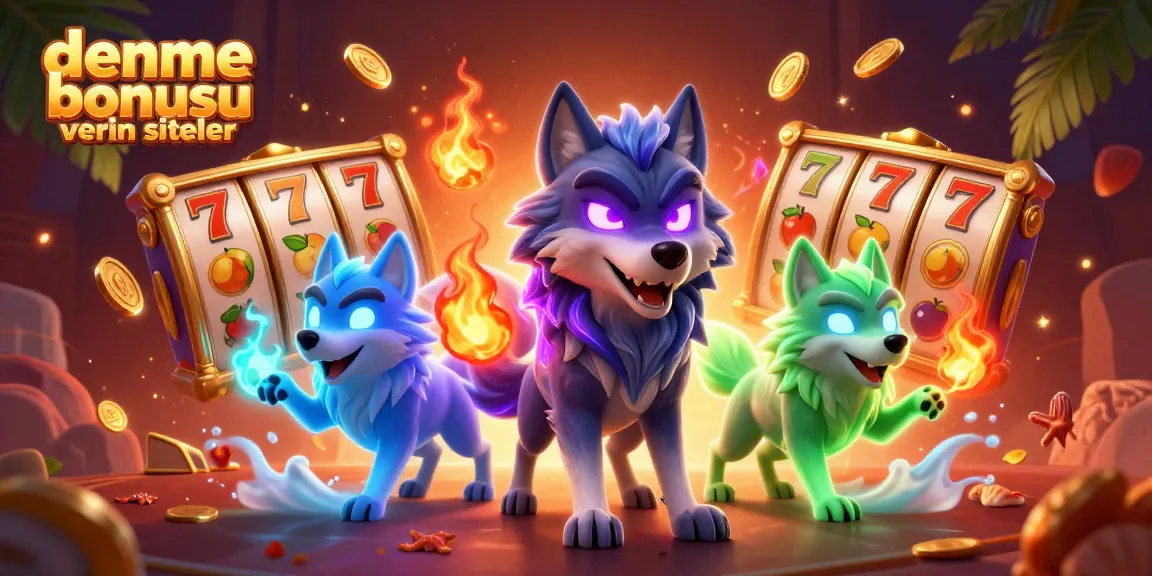 Experience thrilling gameplay with deneme bonusu veren siteler, featuring vibrant slot elements and energetic wolf characters.