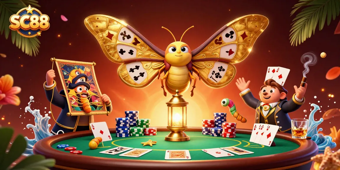 Engaging SC88 casino scene with vibrant characters, poker elements, and rich game atmosphere.