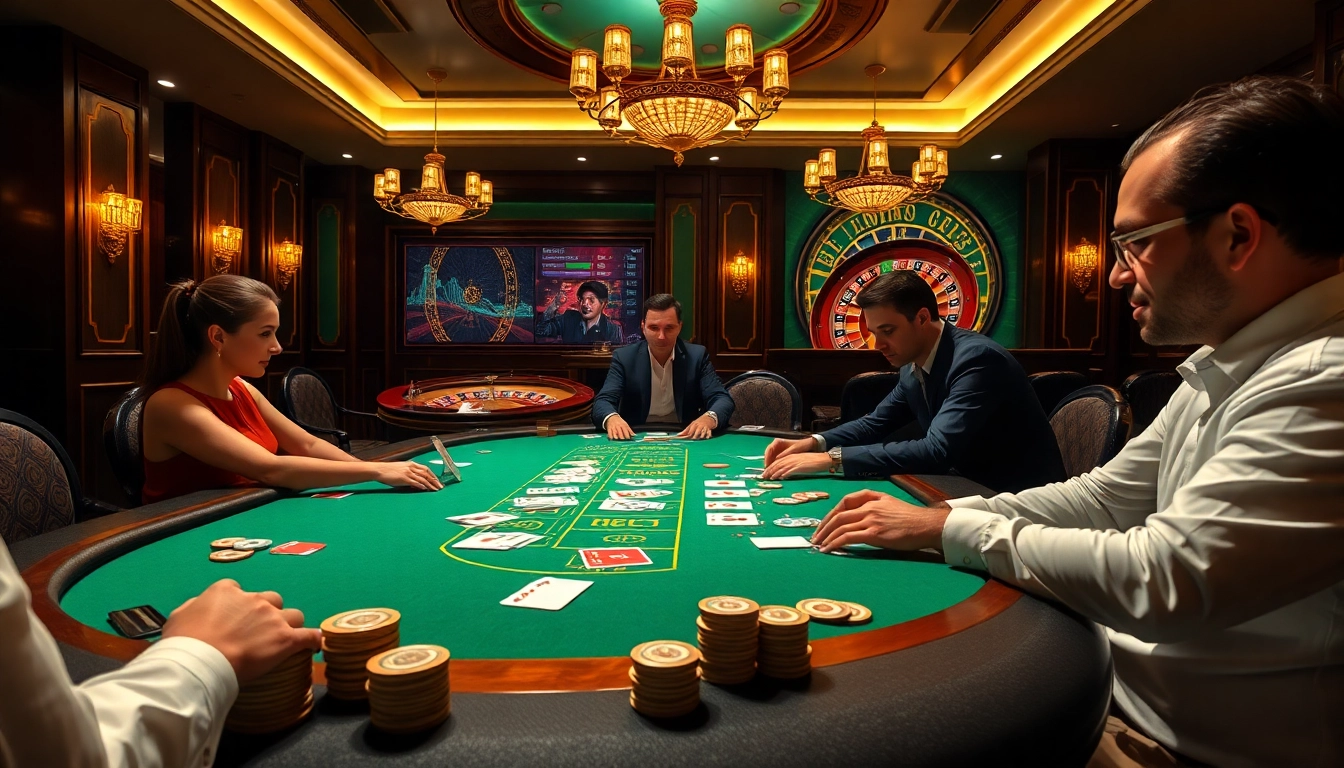 Engage with the CM88 poker table scene filled with players, cards, and chips.