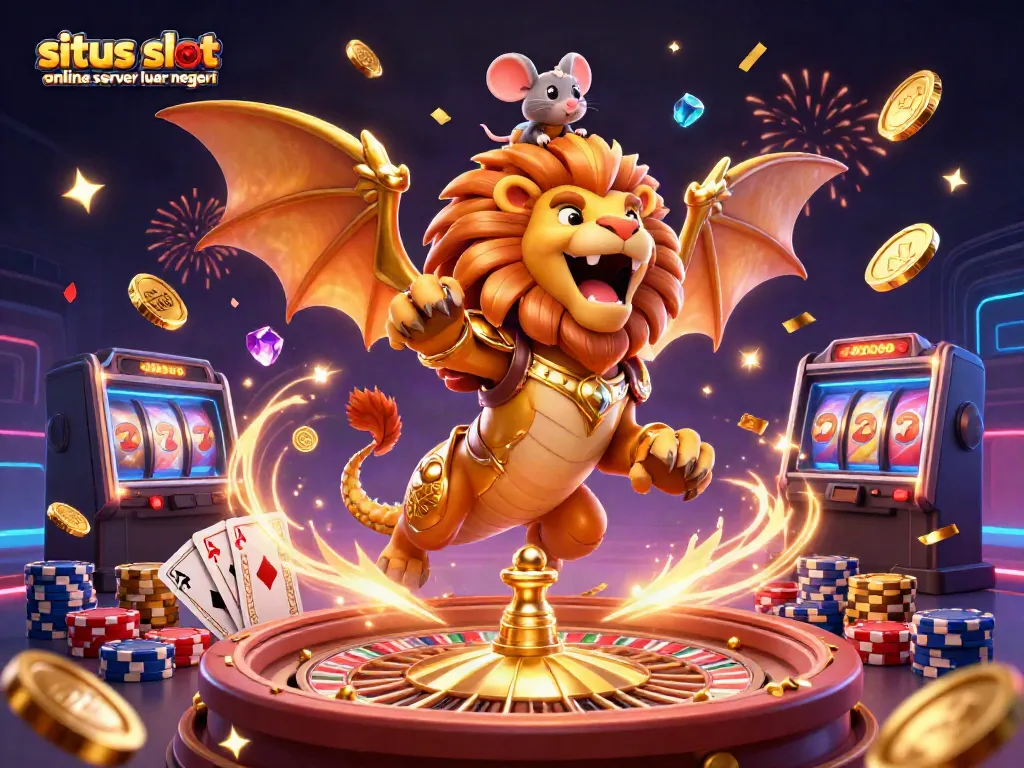 Rasakan keseruan bermain situs slot online server luar negeri dengan ilustrasi ikonik dan elemen kasino yang dinamis.