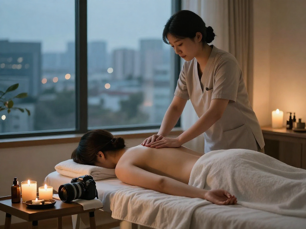Enjoying a 서울출장마사지 in a tranquil home setting with a professional therapist.