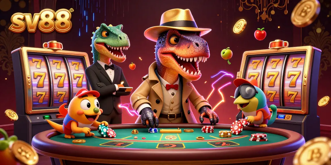 Engaging sv88 illustration of a card counter at a blackjack table with game elements surrounding.