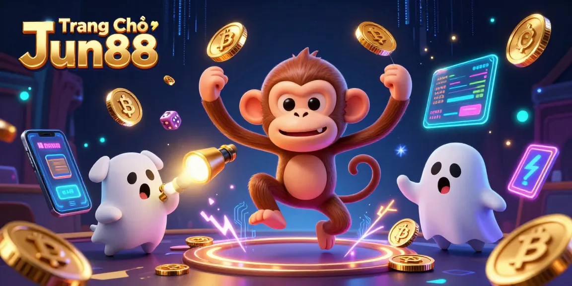 Experience thrilling gameplay at Trang Chủ Jun88 with an energetic casino scene and playful characters.