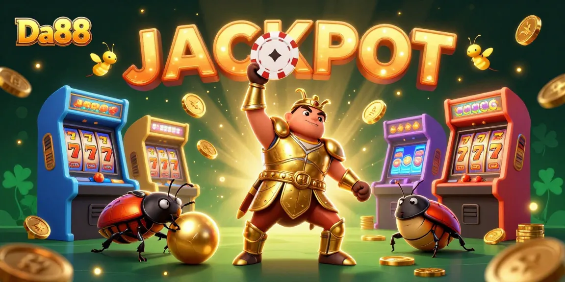Experience the thrill of winning with Da88 as the hero beetle celebrates jackpot gaming success.