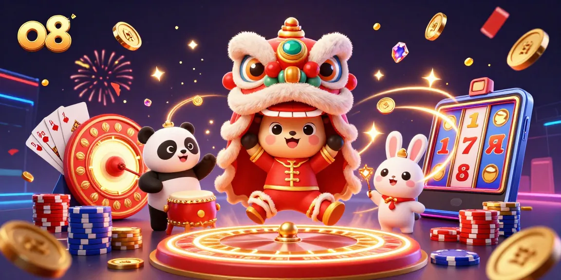 Experience exciting gaming moments with o8's vibrant celebration scene featuring a lion dance.