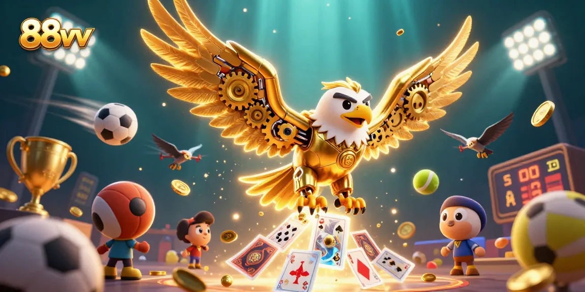 Experience the thrill of winning at 88vv with a 3D illustration celebrating dynamic casino activities.