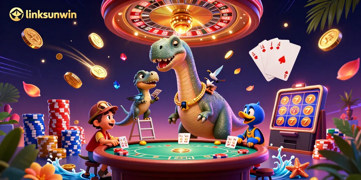 Experience excitement with linksunwin's dynamic casino scene featuring iconic gaming elements.